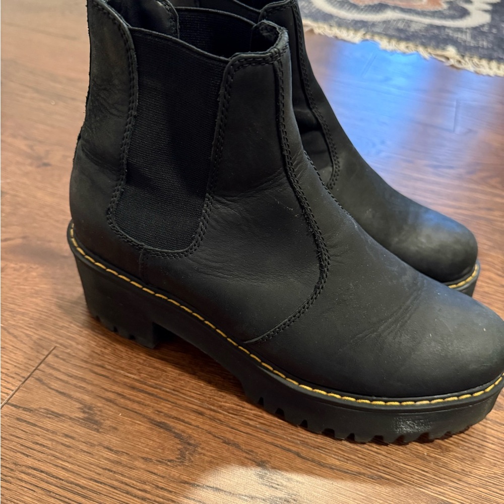 Dr. Martens Black Leather Ankle Booties-PLATFORM
